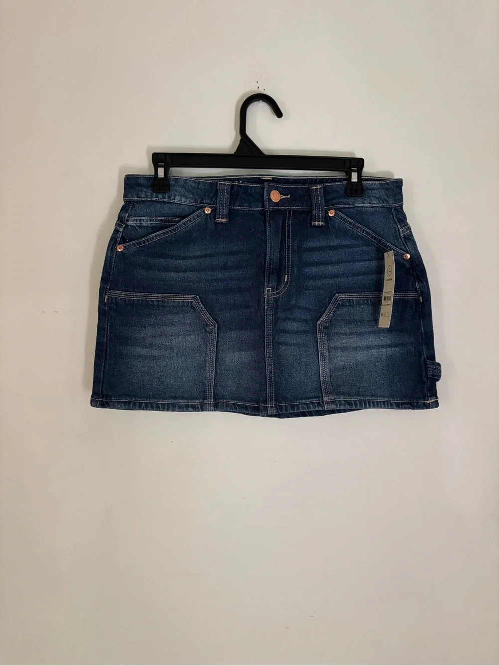 NWT No Boundaries Carpenter Denim Mini Skirt Low Rise Small 4-6 - Picture 2 of 12